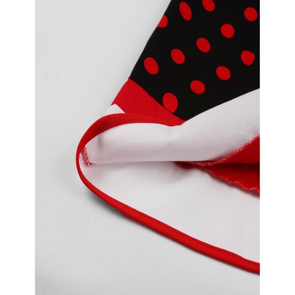 Vintage 1950s Dress Retro Polka Dot Cocktail Swing Dress with Headband - Picture 6 of 7